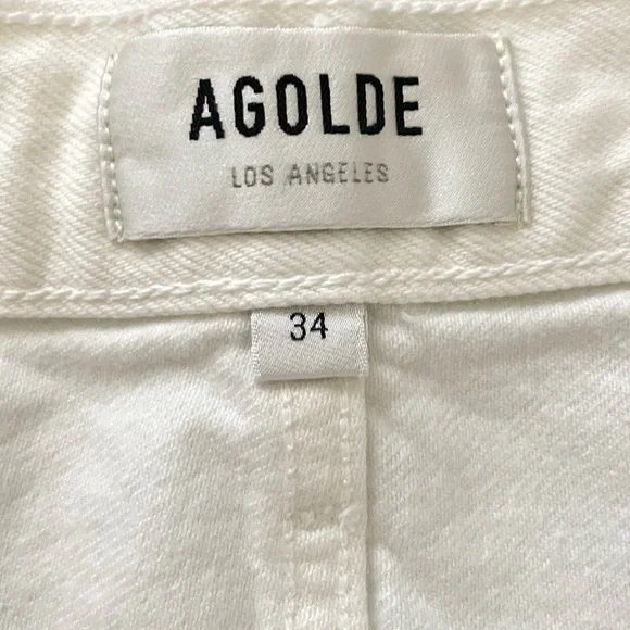 Agolde Parker Long Short White Denim High Rise Size 34 - Picture 6 of 11